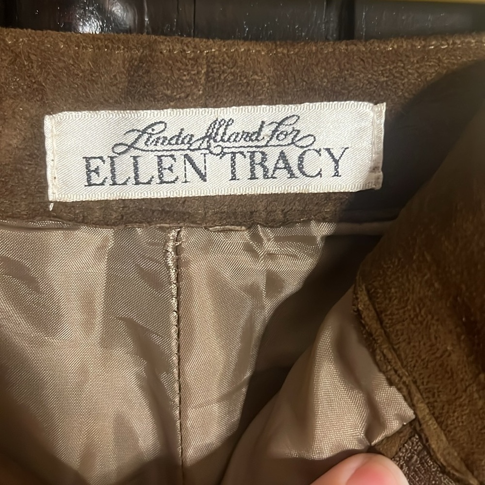 Linda Allard Ellen Tracy Vintage 80s-90s Lambskin Suede Leather High Waist Pant - Picture 6 of 14